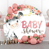 Lofaris Cute Dairy Cow Flowers Circle Baby Shower Backdrop